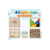 Bigibigi Ahşap 4’lü Zeka Oyunu Seti 9taş 3taş Tangram Xox | Montessori Eğitici Oyuncak