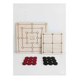 Bigibigi Ahşap 9 Taş - 3 Taş Zeka Mantık Strateji Oyunu Montessori Eğitici Oyun Seti 25x25cm 3 mm MDF