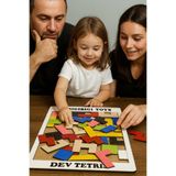 Bigibigi Dev Ahşap Tetris Aile Oyunu (30x40 cm)- Montessori Egitici Zeka Geliştirici Renkli Yapboz (3mm MDF)