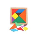 BİGİBU Ahşap Kare Tangram Zeka Oyunu Renkli 7 Parça 11x11cm MDPRTK0000029