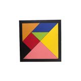 BİGİBU Tek Çatı - Ahşap Tangram Zeka Gelişim Eğitici Oyuncak Orta Boy 14x14 Cm - 9854123652147