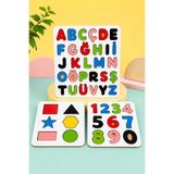 bigimeksley grup Ahşap Harf , Sayı , Şekil Puzzle Eğitici Seti ,Türkçe Alfabe Eğitici Oyuncak ,Zeka Geliştirici, Montessori Okul Öncesi, Anaokulu Materyali 3-6 Yaş