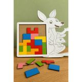 bigimeksley grup Ahşap Kanguru Tetris Oyunu Montessori Eğitici Zeka Oyunu Renkli Ahşap Puzzle 3+ Yaş Çocuk Oyuncağı