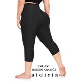 bigiyin Siyah Büyük Beden Tayt Kapri Tayt Dizaltı Tayt Dalgıç Kumaş Spor Ve Dış Giyim Taytı