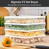 Bigmate 2'li Şeffaf Saklama Kabı 2x2,5 Lt BGMT2225 Mikrodalga Buzdolabı ve Dondurucu Uyumlu Düzenleyici - Beyaz