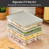 Bigmate 2'li Şeffaf Saklama Kabı 2x2,5 Lt BGMT2225 Mikrodalga Buzdolabı ve Dondurucu Uyumlu Düzenleyici - Gri