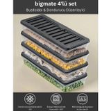 bigmate 4'lü Şeffaf Saklama Kabı Siyah 4x1 Lt BGMT1515 Mikrodalga Buzdolabı ve Dondurucu Uyumlu Düze