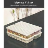 Bigmate BGMT1515 4'lü Şeffaf Saklama Kabı 4x1 Lt Mikrodalga Buzdolabı ve Dondurucu Uyumlu düzenleyici - Krem