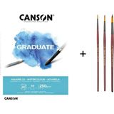 Bigpoint 123 Serisi Sulu Boya Fırça Seti ve Canson Graduate Defter A5 250GR - Karışık-Çok Renkli - standart