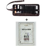 Bigpoint 25 Parça Eskiz Dereceli Kalem Seti ve Rulo Kalemlik ve A5 Defter Set 9 - Renkli - Standart