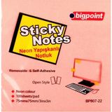 Bigpoint 75x75 MM 100 Yaprak Neon Pembe Yapışkanlı Not Kağıdı