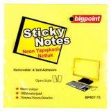 Bigpoint 75x75 mm Neon Sarı 12'li Paket Yapışkanlı Not Kağıdı