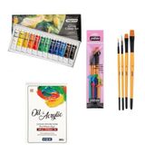 Bigpoint Akrilik Boya Seti 12ML Tüp x 12 Renk + Vox 300GR A5 Defter + Pebeo 4'lü Fırça Seti
