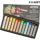 Bigpoint Artists's Toz(Soft) Pastel Boya 12 Renk x 3 Adet - Çok Renkli
