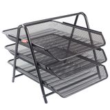 Bigpoint BP41395 3'lü Siyah Metal Perfore Evrak Rafı