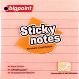 Bigpoint BP810-22 Neon Pembe 75x75 Yapışkanlı Not Kağıdı