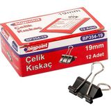 Bigpoint Çelik Kıskaç 19 mm 12'li Kutu Siyah Renkli Ofis Araç Gereçleri