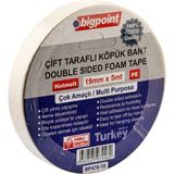 Bigpoint | Çift Taraflı Köpük Hotmelt Bazlı Bant, 19 mm x 5 M, Montaj Için Ideal - Beyaz - Köpük Hotmelt Bant