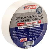 Bigpoint | Çift Taraflı Köpük Hotmelt Bazlı Bant, 38 mm x 5 M, Montaj Için Ideal - Beyaz - Hotmelt Köpük Bant 38 mm x 5 m