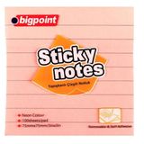 Bigpoint Çizgili 75x75 mm Neon Pembe 12'li Yapışkanlı Not Kağıdı