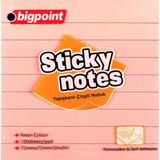 Bigpoint Çizgili 75x75 mm Neon Pembe Yapışkanlı Not Kağıdı