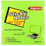 Bigpoint Çizgili 75x75 mm Neon Yeşil 12'li Paket Yapışkanlı Not Kağıdı