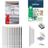 Bigpoint Eskiz Başlangıç Seti 10 + Dereceli Kalem + A5 Defter + Dağıtıcı Set + Silgi + Açacak + Hamur Silgi - Karışık-Çok Renkli - standart