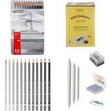 Bigpoint Eskiz Başlangıç Seti 5 + Dereceli Kalem + A5 Defter + Dağıtıcı Set + Silgi + Açacak + Hamur Silgi - Karışık-Çok Renkli - standart