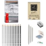 Bigpoint Eskiz Başlangıç Seti 6 + Dereceli Kalem + A5 Defter + Dağıtıcı Set + Silgi + Açacak + Hamur Silgi - Karışık-Çok Renkli - standart