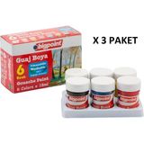 Bigpoint Guaj Boya 6 Renk x 18 ml x 3 Adet - Çok Renkli