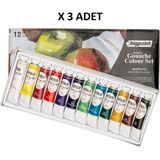 Bigpoint Guaj Boya Seti 12ML Tüp x 12 Renk x 3 Set - Çok Renkli