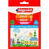 Bigpoint | Jumbo Mum Boya Seti, Küçük Çocuklar Için Güvenli ve Kolay Çıkabilen Mum Boya, 12 Farklı Renkli Set