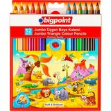 Bigpoint Jumbo Üçgen Kuru Boya Kalemi 12 Renk Renkli Boyalar Premium Kalite