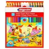 Bigpoint Jumbo Üçgen Kuru Boya Kalemi 12 Renk X 12 Adet