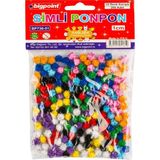 Bigpoint | Simli Ponpon, El Işi Projeleri Için Uygun Yün Ponpon Seti, 1 Cm, 10 Farklı Renk, 200'LÜ Poşet