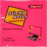 Bigpoint Yapışkanlı Not Kağıdı 100 Yaprak 75 x 75 mm Neon Koyu Pembe - Neon Pembe