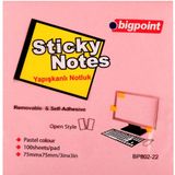 Bigpoint | Yapışkanlı Not Kağıdı, 100 Yapraklı Kurumayan - Tekrar Yapıştırılabilen Postit, Sarı, 75 x 75 mm