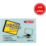 Bigpoint Yapışkanlı Not Kağıdı, 12 Adet, 75X50MM, Mavi, 100 Yaprak - 75x50 mm