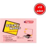Bigpoint Yapışkanlı Not Kağıdı, 12 Adet, 75X50MM, Pembe, 100 Yaprak - 75x50 mm
