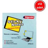 Bigpoint Yapışkanlı Not Kağıdı, 12 Adet, 75X75MM, Mavi, 100 Yaprak