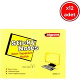 Bigpoint Yapışkanlı Not Kağıdı, 12 ADET,75X100MM,NEON SARI,100 Yaprak - Neon Sarı