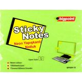 Bigpoint Yapışkanlı Not Kağıdı 75 x 100 mm Neon Yeşil 12'li Paket
