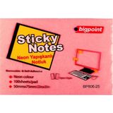 Bigpoint Yapışkanlı Not Kağıdı 75 x 50 mm Neon Kırmızı 12'li Paket