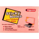 Bigpoint Yapışkanlı Not Kağıdı 75 x 50 mm Neon Pembe 12'li Paket
