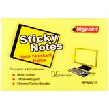 Bigpoint Yapışkanlı Not Kağıdı 75 x 50 mm Neon Sarı 12'li Paket