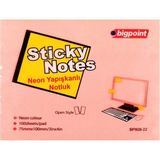 Bigpoint | Yapışkanlı Not Kağıdı 75X100MM 100 Yaprak Neon Pembe – Iz Bırakmaz - 75 x 100 mm