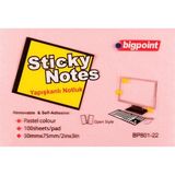 Bigpoint | Yapışkanlı Not Kağıdı 75X50MM 100 Yaprak Pembe – Iz Bırakmadan Çıkar - 75X50 mm