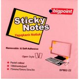 Bigpoint | Yapışkanlı Not Kağıdı 75X75MM 100 Yaprak Pembe – Iz Bırakmadan Çıkar - 75 x 75 mm
