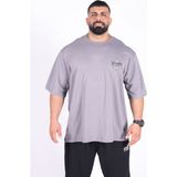 Bigsize - Tshirt Bodybuilding Co. Erkek Geniş Kalıp Sporcu Tişört - Fitness & Spor Giyim - Rahat Pamuklu Kumaş - 3XL - Gri