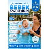 Bigstoy Bebek Boyun Simidi Ayıcık Figürlü Şeffaf Çift Emniyet Kilitli Mavi Yeni Model 2026